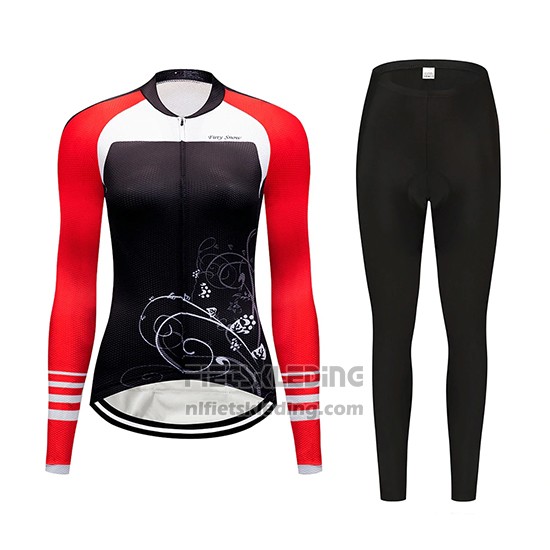 2019 Fietskleding Vrouw Dirty Snow Rood Wit Zwart Lange Mouwen en Koersbroek