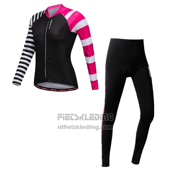 2019 Fietskleding Vrouw Wosawe Zwart Wit Roze Lange Mouwen en Koersbroek