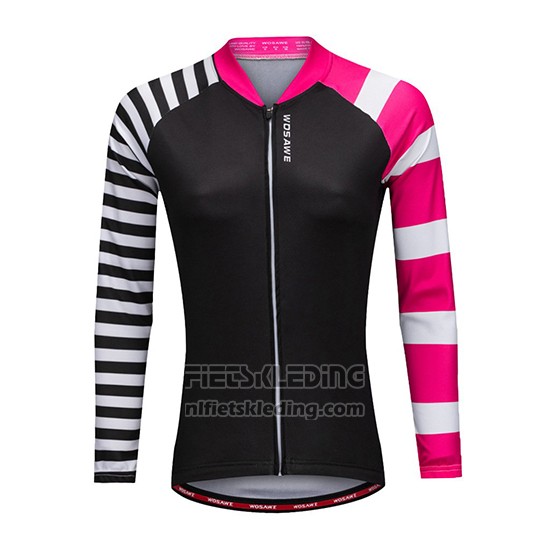 2019 Fietskleding Vrouw Wosawe Zwart Wit Roze Lange Mouwen en Koersbroek