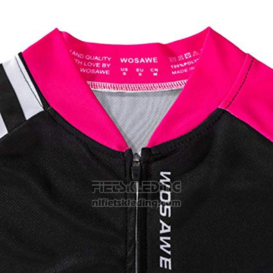 2019 Fietskleding Vrouw Wosawe Zwart Wit Roze Lange Mouwen en Koersbroek