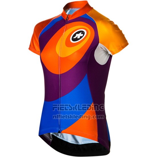 2016 Fietskleding Vrouw Assos Oranje en Blauw Korte Mouwen en Koersbroek