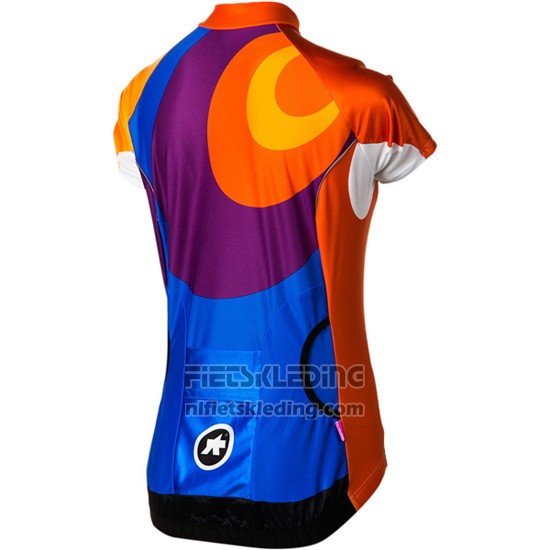 2016 Fietskleding Vrouw Assos Oranje en Blauw Korte Mouwen en Koersbroek