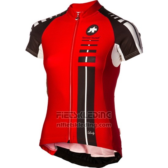 2016 Fietskleding Vrouw Assos Zwart en Rood Korte Mouwen en Koersbroek