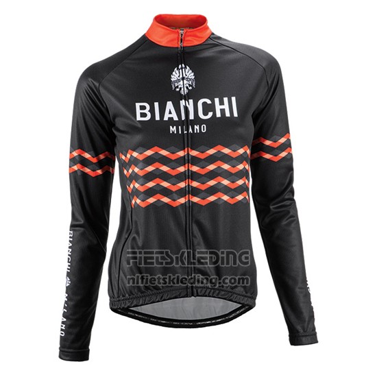 2016 Fietskleding Vrouw Bianchi Zwart en Oranje Lange Mouwen en Koersbroek