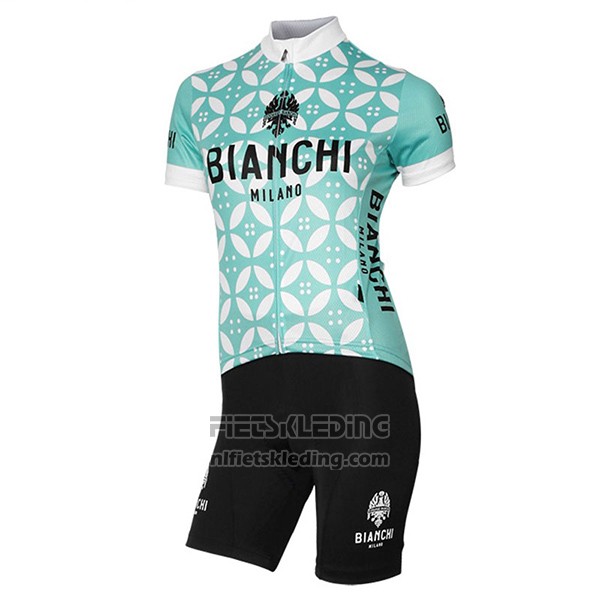 2017 Fietskleding Vrouw Bianchi Groen en Wit Korte Mouwen en Koersbroek