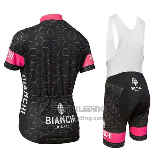 2018 Fietskleding Bianchi Nevola Zwart en Roze Korte Mouwen en Koersbroek