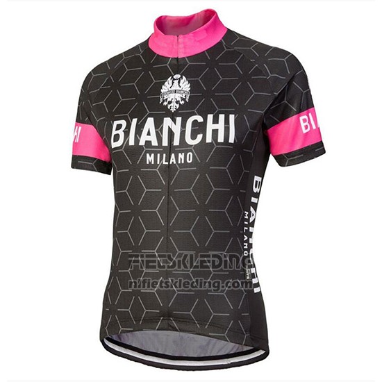 2018 Fietskleding Bianchi Nevola Zwart en Roze Korte Mouwen en Koersbroek
