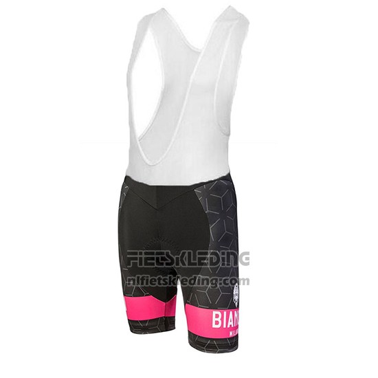 2018 Fietskleding Bianchi Nevola Zwart en Roze Korte Mouwen en Koersbroek