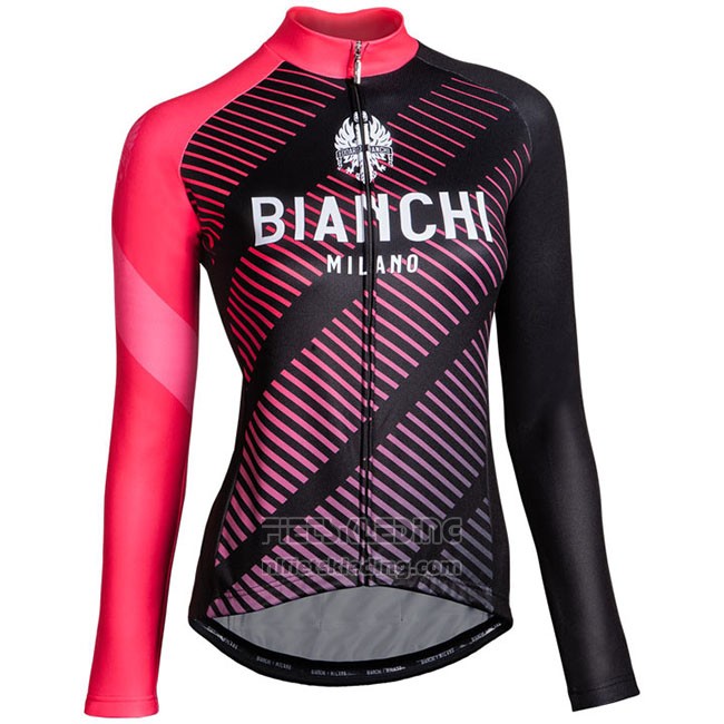 Fietskleding Vrouw Bianchi Milano Catria Zwart Roze Lange Mouwen en Koersbroek