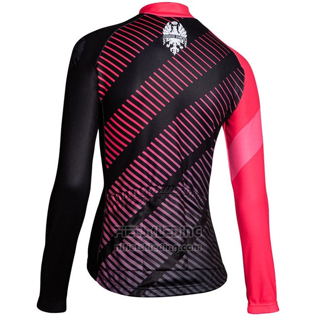 Fietskleding Vrouw Bianchi Milano Catria Zwart Roze Lange Mouwen en Koersbroek