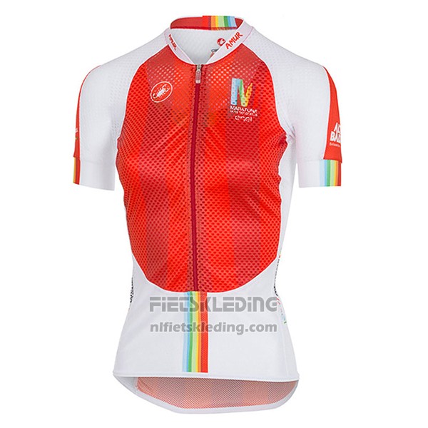 2017 Fietskleding Vrouw Castelli Maratona Rood en Wit Korte Mouwen en Koersbroek