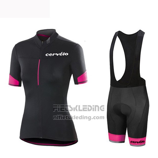 2019 Fietskleding Vrouw Cervelo Zwart Rood Korte Mouwen en Koersbroek