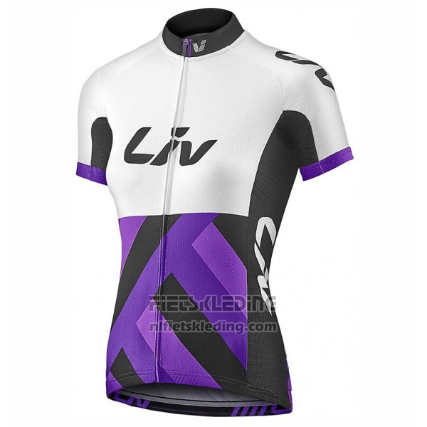 2017 Fietskleding Vrouw Liv Race Day Wit en Violet Korte Mouwen en Koersbroek