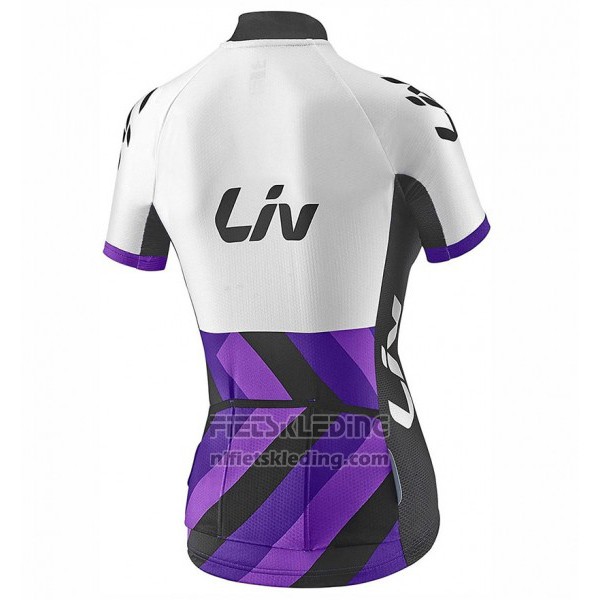 2017 Fietskleding Vrouw Liv Race Day Wit en Violet Korte Mouwen en Koersbroek