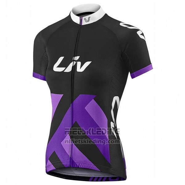 2017 Fietskleding Vrouw Liv Race Day Zwart en Violet Korte Mouwen en Koersbroek