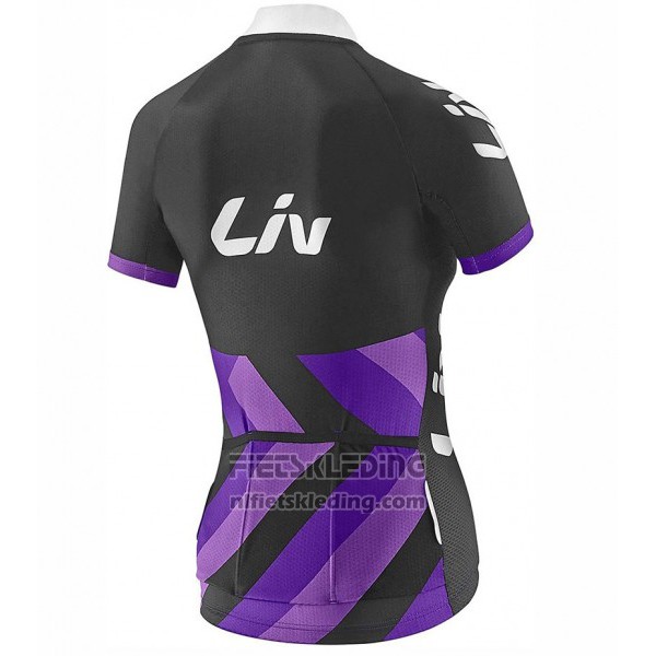 2017 Fietskleding Vrouw Liv Race Day Zwart en Violet Korte Mouwen en Koersbroek