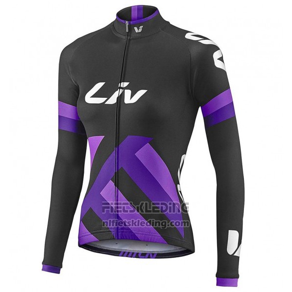 2017 Fietskleding Vrouw Liv Zwart en Violet Lange Mouwen en Koersbroek