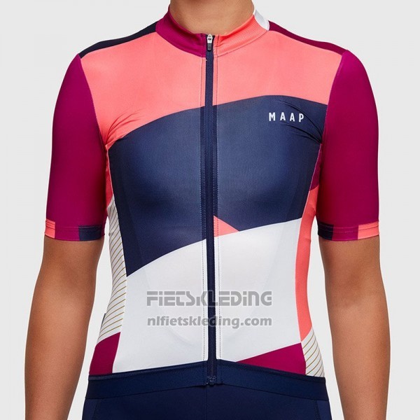 2017 Fietskleding Vrouw Maap Wit en Roze Korte Mouwen en Koersbroek