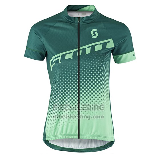 2016 Fietskleding Vrouw Scott Groen en Wit Korte Mouwen en Koersbroek