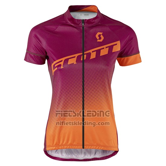 2016 Fietskleding Vrouw Scott Rood en Oranje Korte Mouwen en Koersbroek
