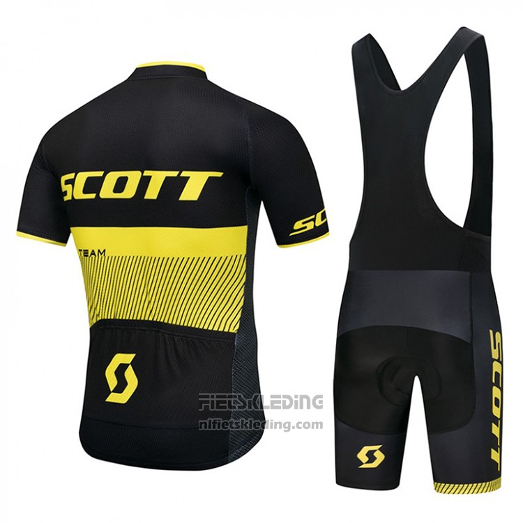 2018 Fietskleding Scott Zwart en Geel Korte Mouwen en Koersbroek