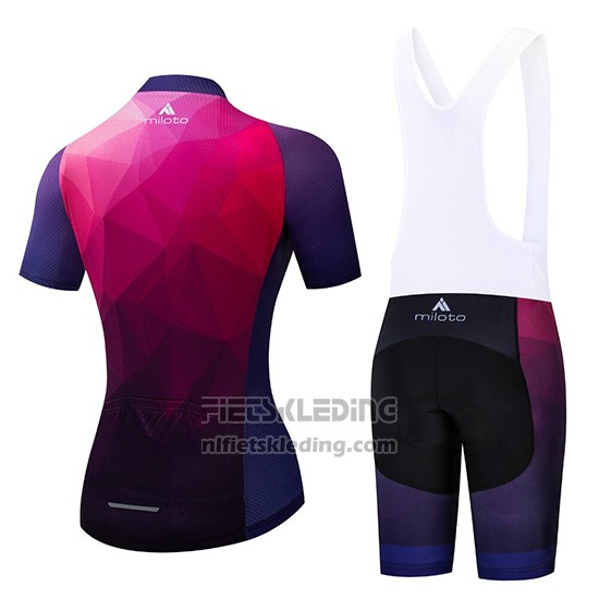 2019 Fietskleding Vrouw Miloto Violet Roze Korte Mouwen en Koersbroek