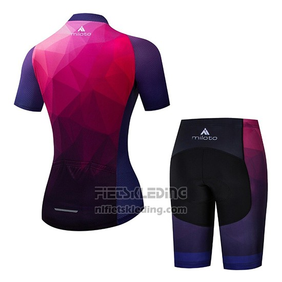 2019 Fietskleding Vrouw Miloto Violet Roze Korte Mouwen en Koersbroek