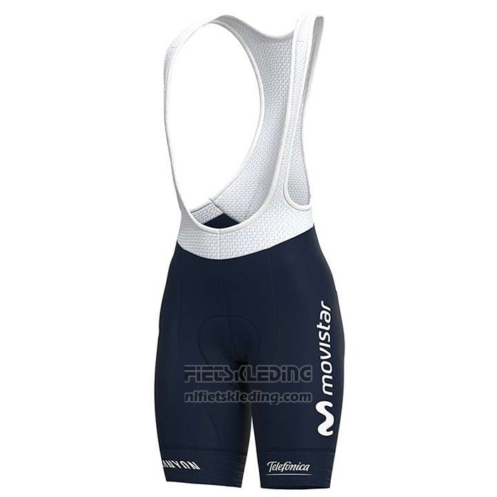 2020 Fietskleding Vrouw Movistar Wit Blauw Korte Mouwen en Koersbroek