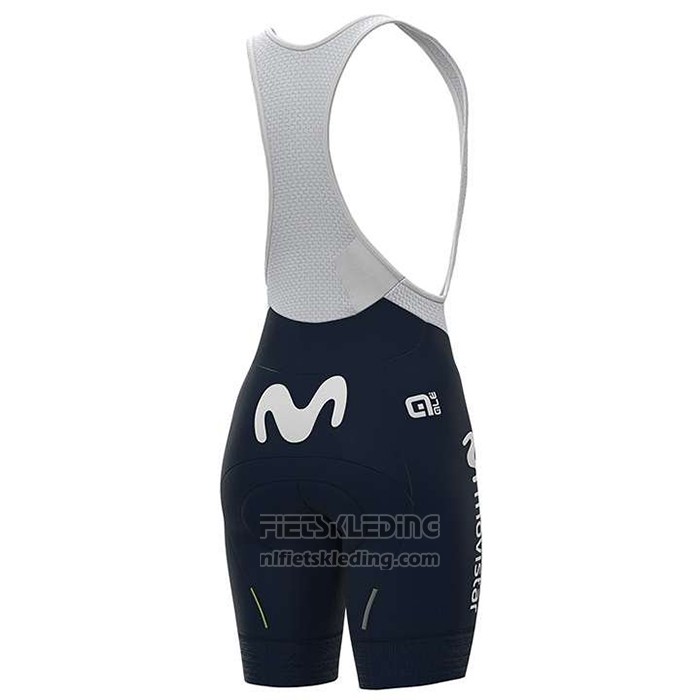 2020 Fietskleding Vrouw Movistar Wit Blauw Korte Mouwen en Koersbroek