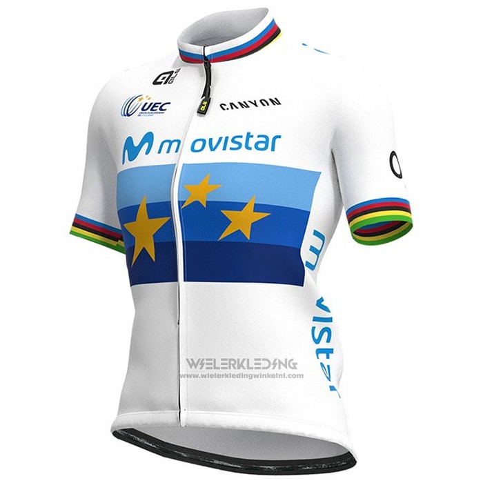 2021 Fietskleding Vrouw Movistar Kampioen Europa Korte Mouwen en Koersbroek