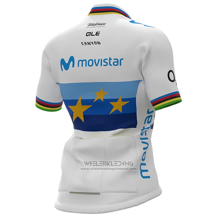 2021 Fietskleding Vrouw Movistar Kampioen Europa Korte Mouwen en Koersbroek