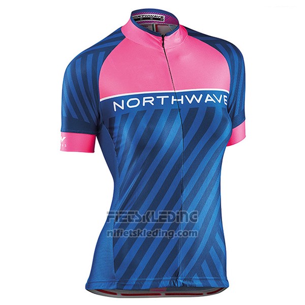 2017 Fietskleding Vrouw Northwave Blauw en Roze Korte Mouwen en Koersbroek