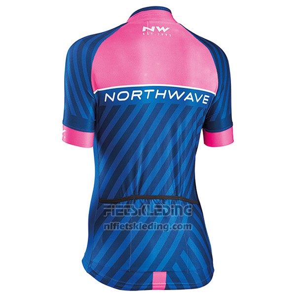2017 Fietskleding Vrouw Northwave Blauw en Roze Korte Mouwen en Koersbroek