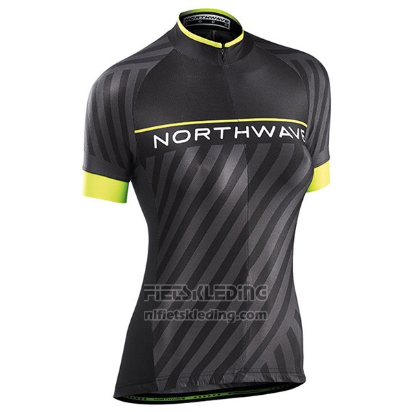 2017 Fietskleding Vrouw Northwave Zwart en Geel Korte Mouwen en Koersbroek