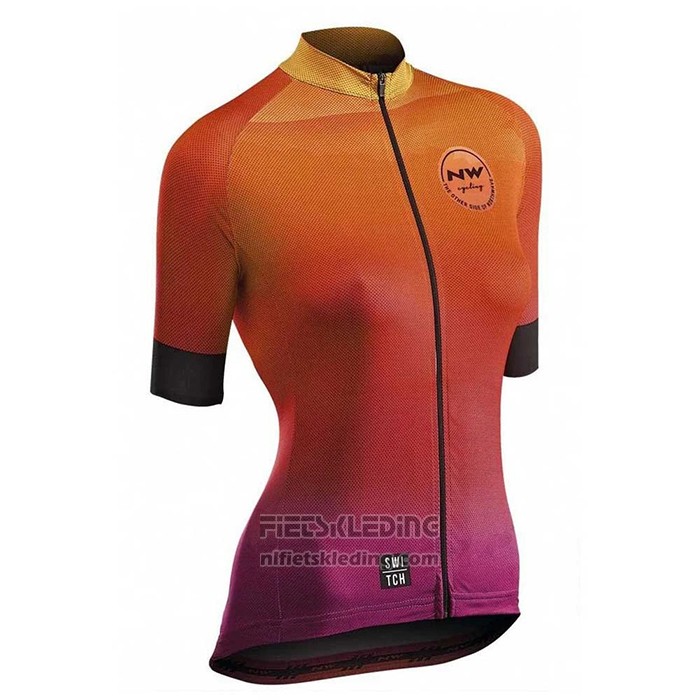 2020 Fietskleding Vrouw Northwave Oranje Korte Mouwen en Koersbroek