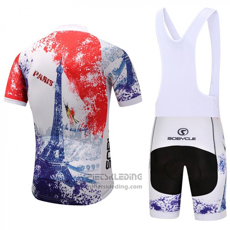 2018 Fietskleding Sobycle Wit Oranje Blauw Korte Mouwen en Koersbroek