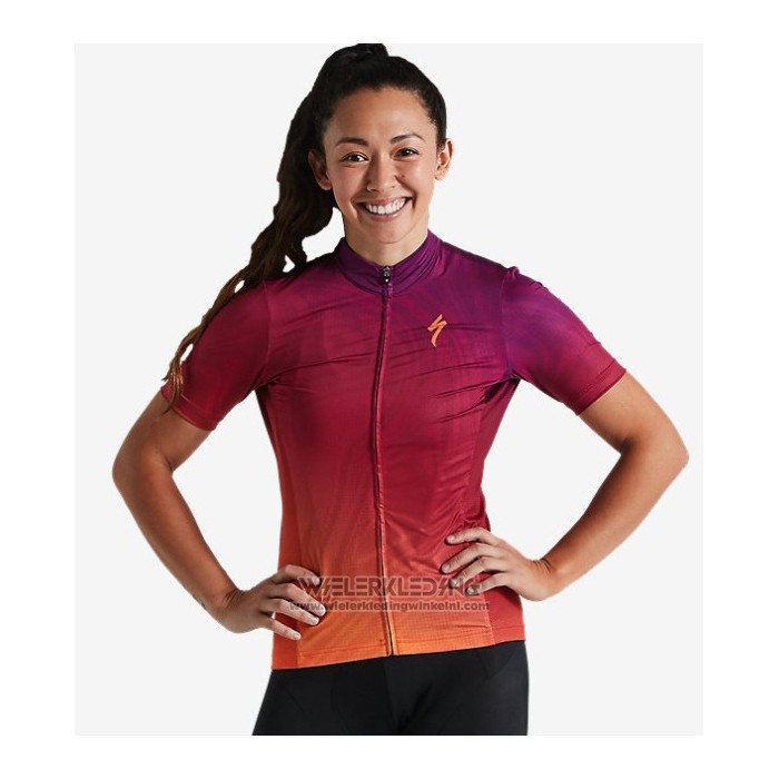 2021 Fietskleding Vrouw Specialized Rood Oranje Korte Mouwen en Koersbroek