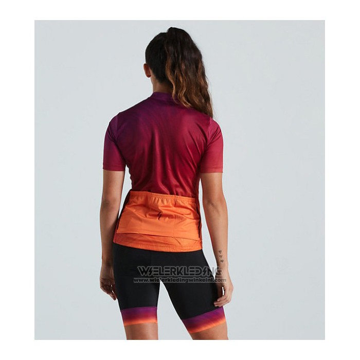 2021 Fietskleding Vrouw Specialized Rood Oranje Korte Mouwen en Koersbroek