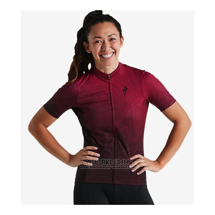 2021 Fietskleding Vrouw Specialized Rood Zwart Korte Mouwen en Koersbroek