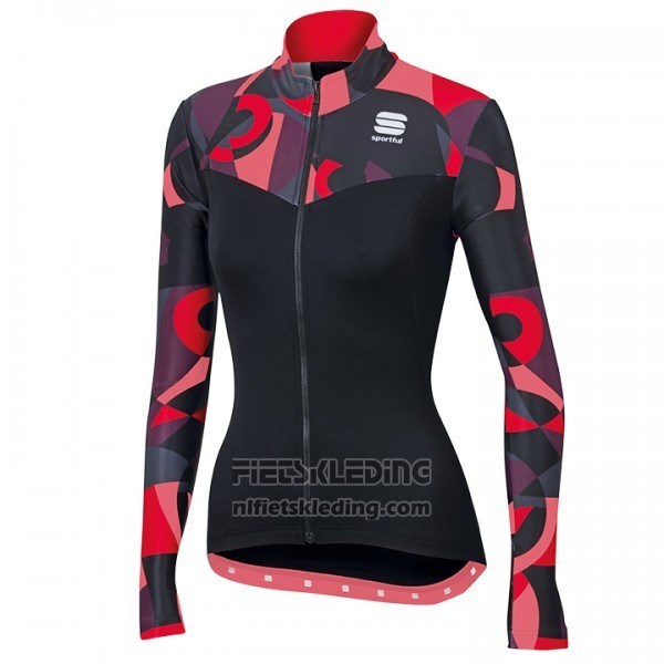 2017 Fietskleding Vrouw Sportful Primavera Zwart en Rood Lange Mouwen en Koersbroek