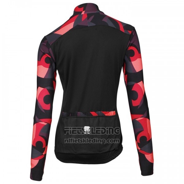 2017 Fietskleding Vrouw Sportful Primavera Zwart en Rood Lange Mouwen en Koersbroek