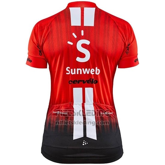 2019 Fietskleding Vrouw Sunweb Oranje Wit Korte Mouwen en Koersbroek
